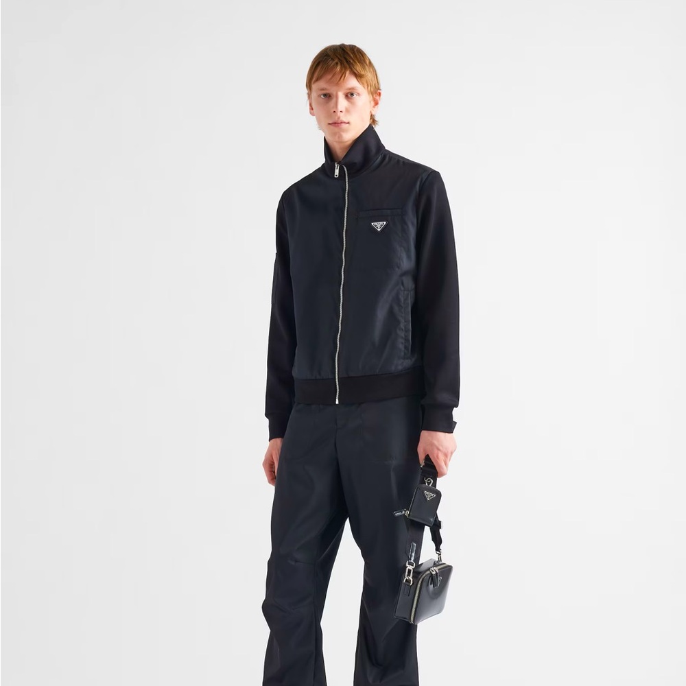 Prada Navy Blue Re-Nylon wool Zip sweater